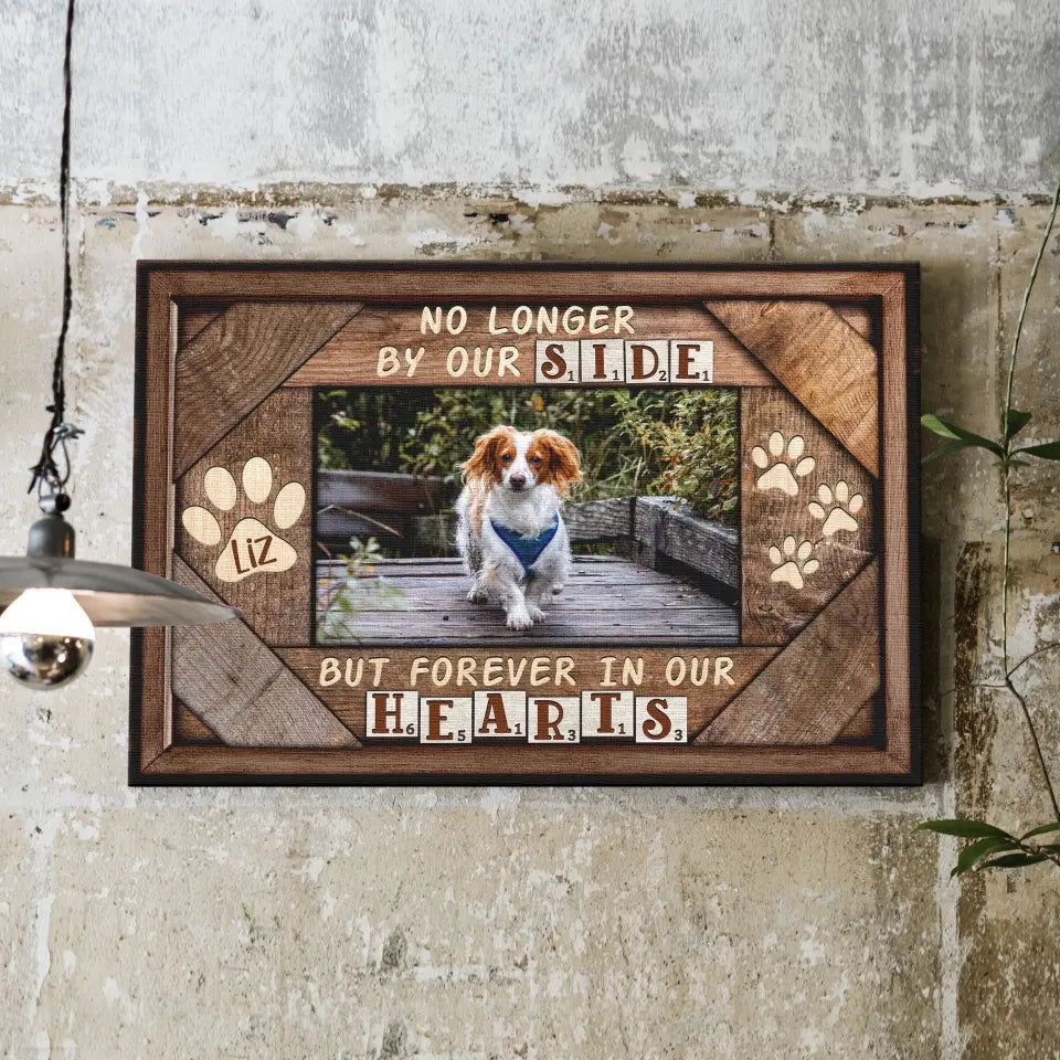 Personalized Photo Canvas Prints, Dog Loss Gifts, Pet Memorial Gifts, Dog Sympathy, Love Dog, No Longer By Out Side Canvas
