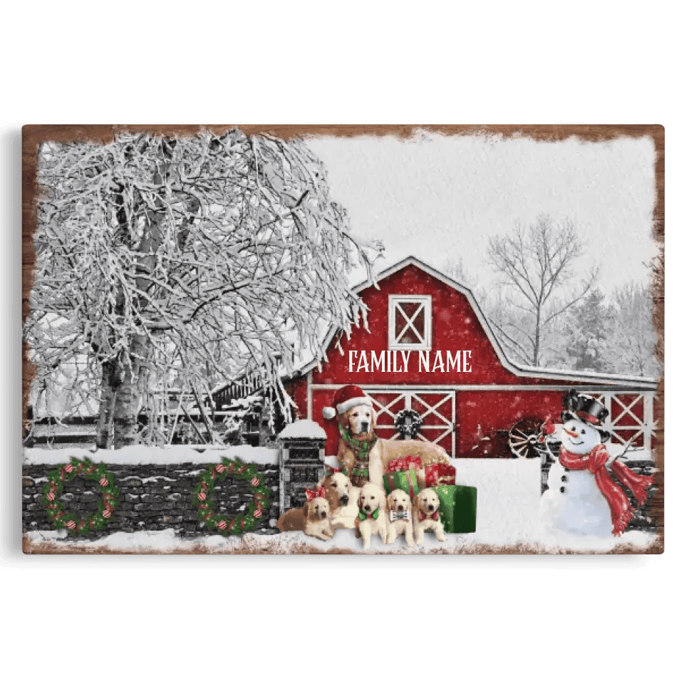 Personalized Canvas Prints, Custom Clip Art Christmas Gifts For Family, Christmas Decor, Dog Art  At Christmas All Heart Come Home Canvas