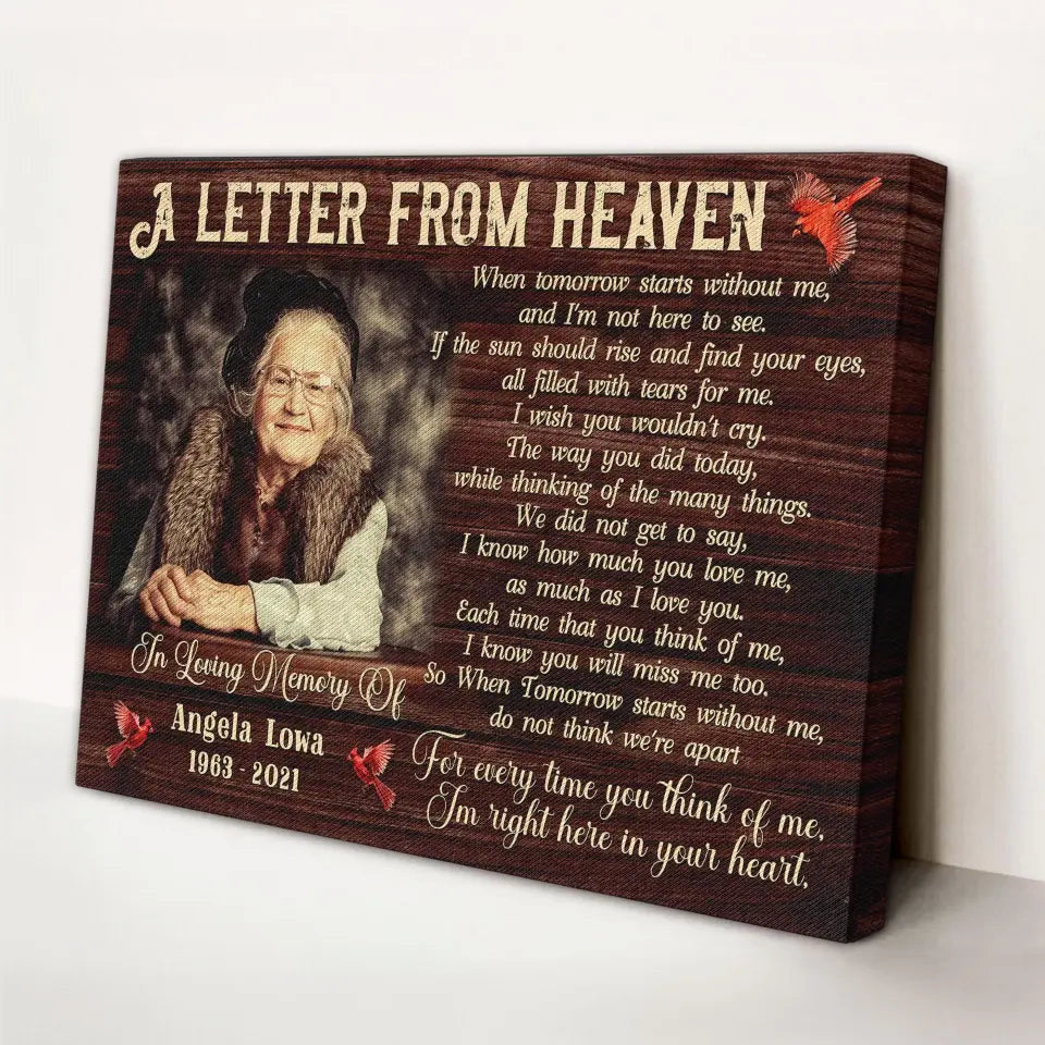 Personalized Canvas Prints, Custom Photo, Memorial Gifts, Remembrance Gifts, Sympathy Gifts, A Letter From Heaven Canvas