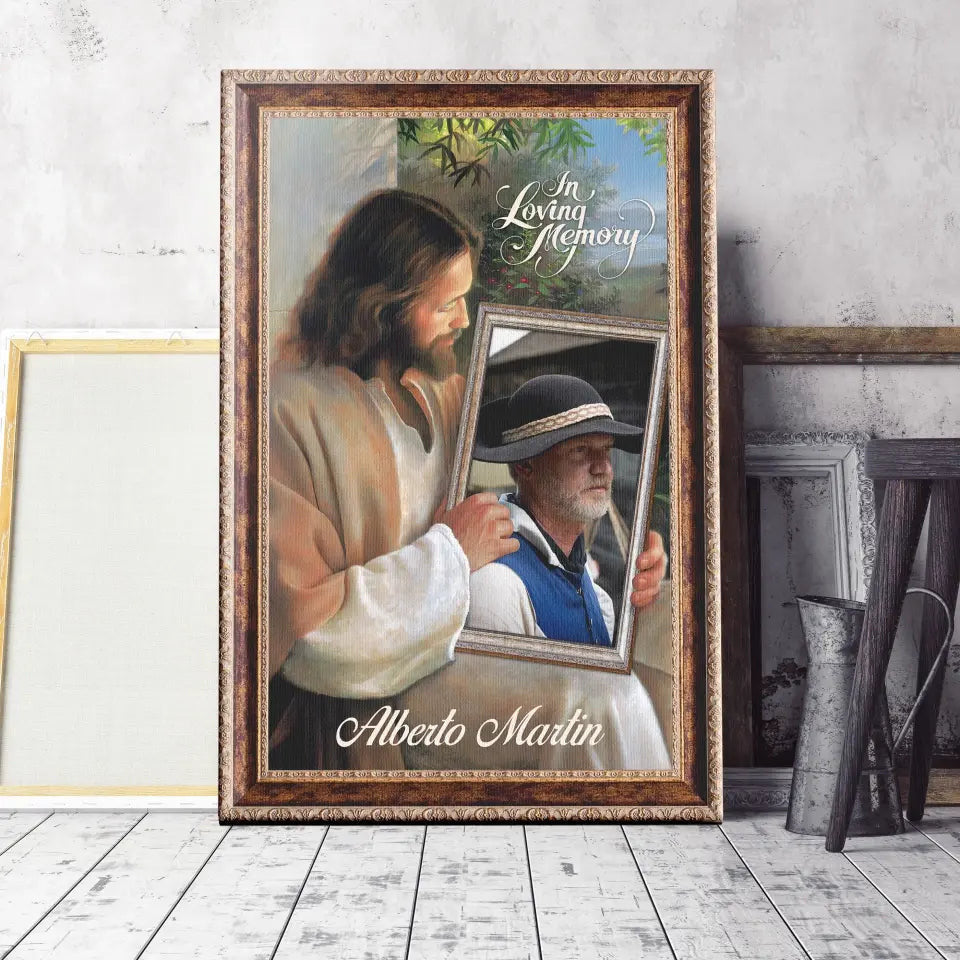 Personalized Canvas Prints Custom Name And Photo, Sympathy Gift, Jesus Memorial Gift, Remembrance Gift, Bereavement Gift, In Loving Memory Canvas