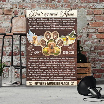 Personalized Canvas Prints, Custom Photo, Loss Of Dog Sympathy Gift, Idea Unique Pet Memorial Canvas