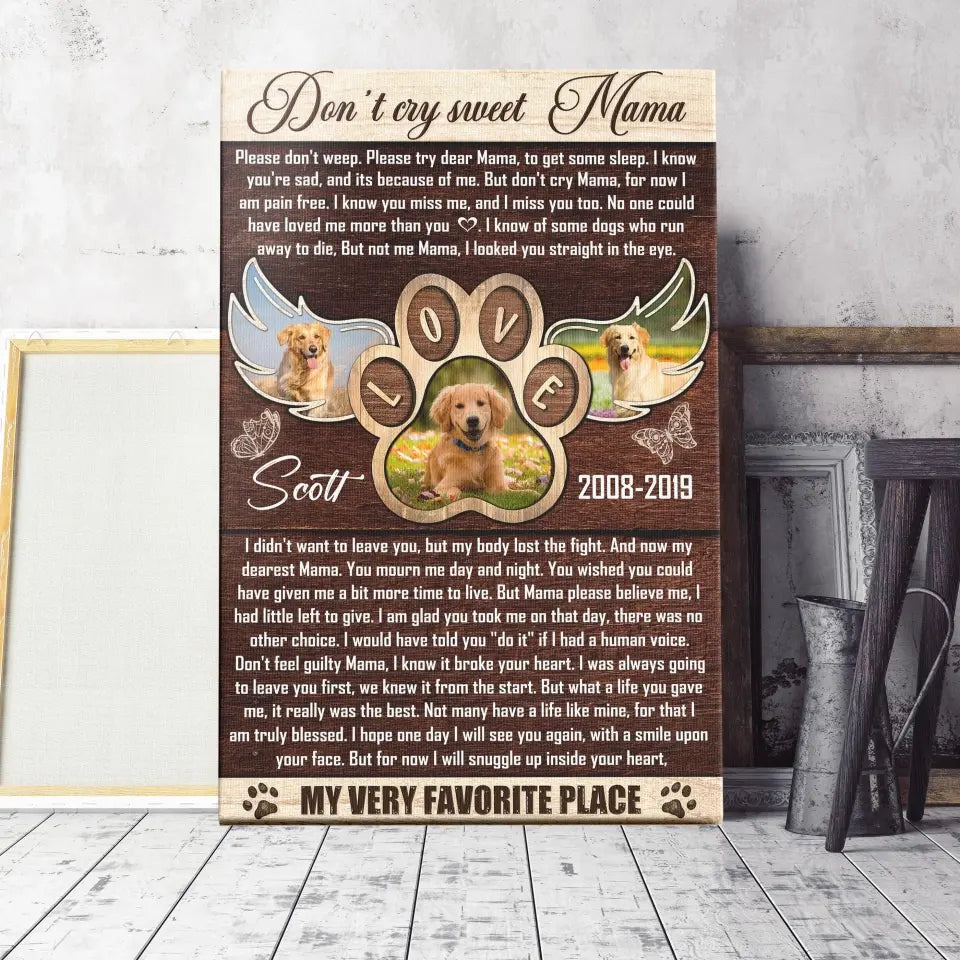 Personalized Canvas Prints, Custom Photo, Loss Of Dog Sympathy Gift, Idea Unique Pet Memorial Canvas