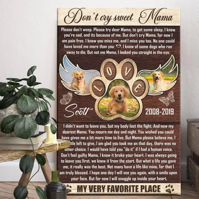 Personalized Canvas Prints, Custom Photo, Loss Of Dog Sympathy Gift, Idea Unique Pet Memorial Canvas