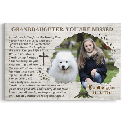 Personalized Canvas Prints, Custom Photo, Memorial Gifts For Granddaughter, Memorial Photo Gift Ideas Canvas