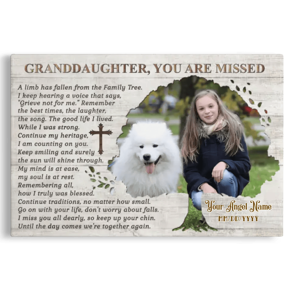 Personalized Canvas Prints, Custom Photo, Memorial Gifts For Granddaughter, Memorial Photo Gift Ideas Canvas