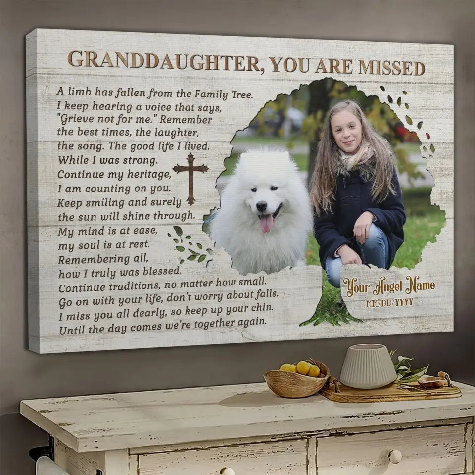 Personalized Canvas Prints, Custom Photo, Memorial Gifts For Granddaughter, Memorial Photo Gift Ideas Canvas
