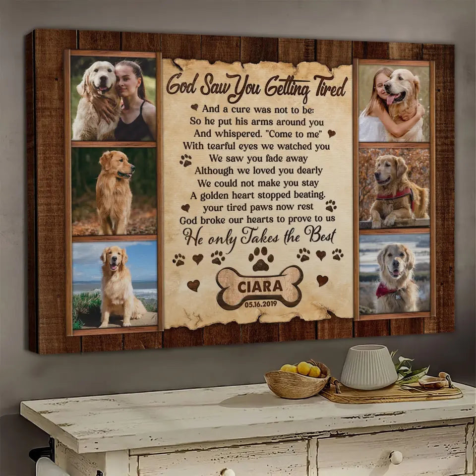 Personalized Canvas Prints Custom Photo, Dog Loss Gifts, Pet Memorial Gifts, Dog Sympathy, When It’s Too Hard To Look Back Canvas