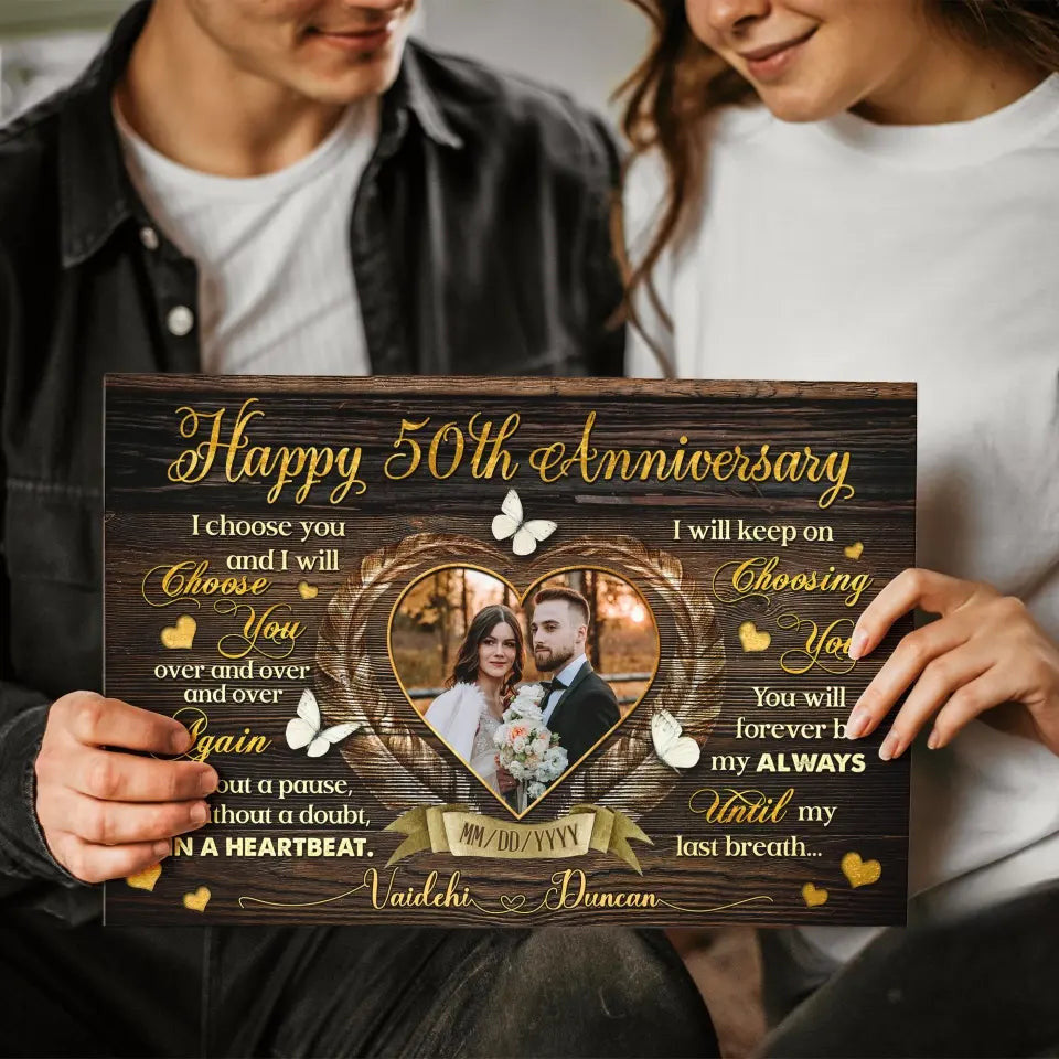 Personalized Canvas Prints, Custom Photo, Gifts For Couples, Happy 50th Anniversary Gift For Husband And Wife, I Choose You Canvas