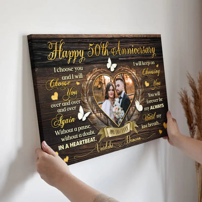 Personalized Canvas Prints, Custom Photo, Gifts For Couples, Happy 50th Anniversary Gift For Husband And Wife, I Choose You Canvas