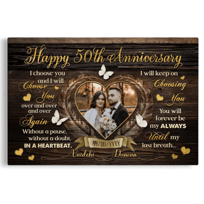 Personalized Canvas Prints, Custom Photo, Gifts For Couples, Happy 50th Anniversary Gift For Husband And Wife, I Choose You Canvas