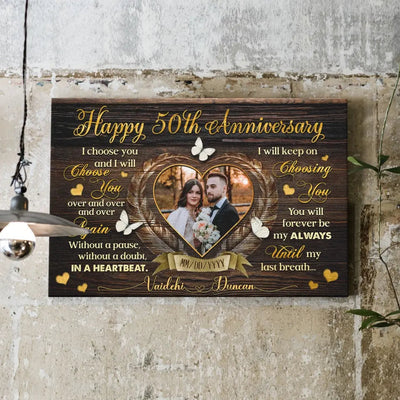 Personalized Canvas Prints, Custom Photo, Gifts For Couples, Happy 50th Anniversary Gift For Husband And Wife, I Choose You Canvas