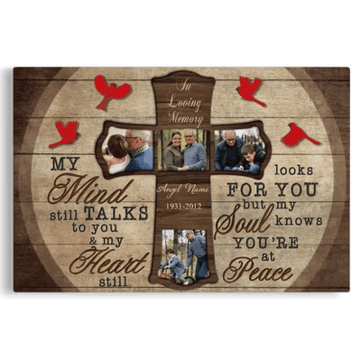 Custom Photo Wall Art, Memorial Gifts For Loss, Sympathy Gift, Rest In Peace Heaven Cross Bird Canvas