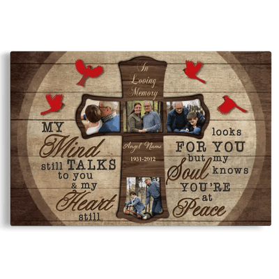 Custom Photo Wall Art, Memorial Gifts For Loss, Sympathy Gift, Rest In Peace Heaven Cross Bird Canvas