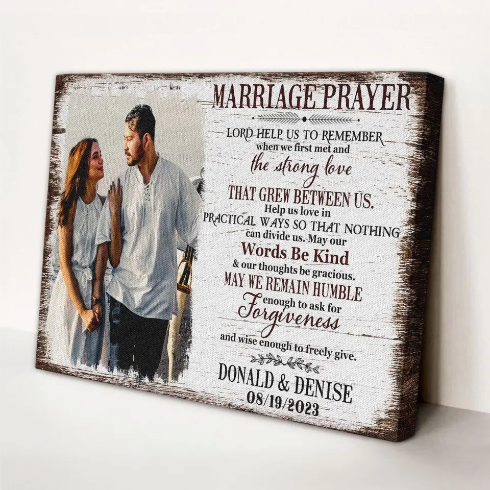 Personalized Canvas Prints, Custom Photo, Couple Gift, Gift For Wedding Shower Marriage Prayer Canvas