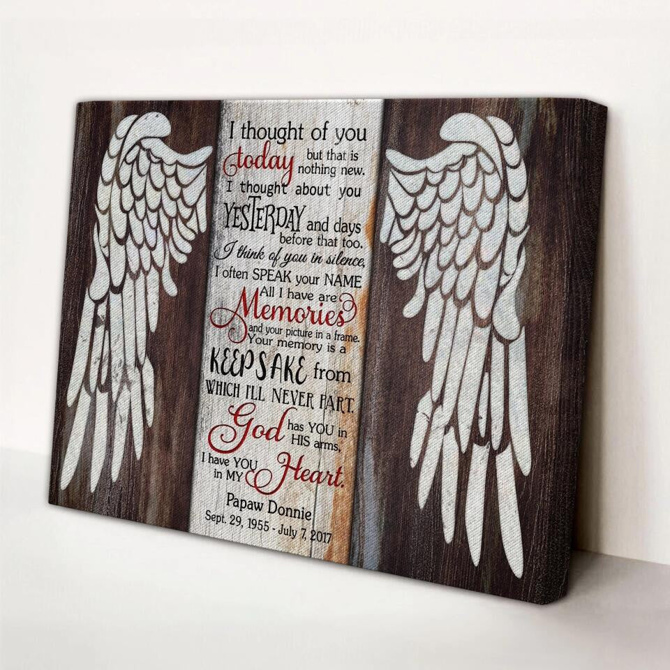 Canvas Prints From Photos, Personalized Canvas, Sympathy Gift, Memorial Gift With Wings Canvas