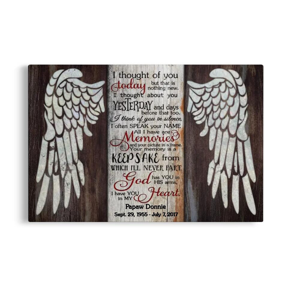 Canvas Prints From Photos, Personalized Canvas, Sympathy Gift, Memorial Gift With Wings Canvas