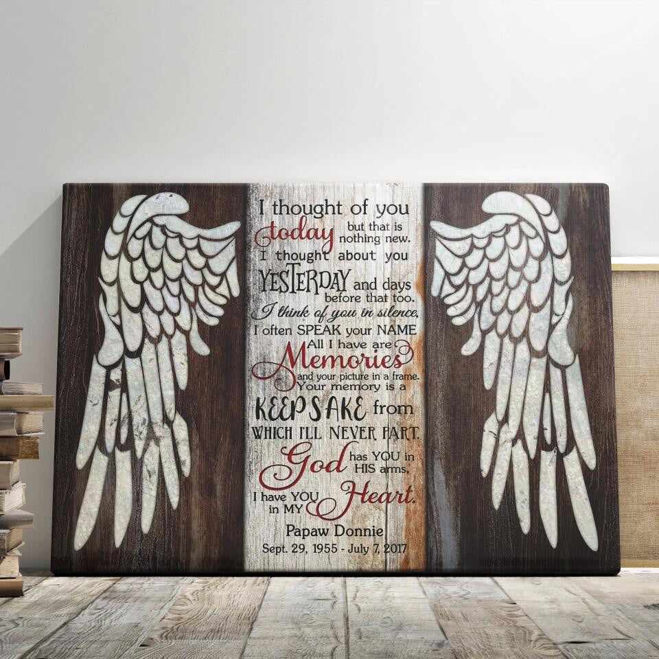 Canvas Prints From Photos, Personalized Canvas, Sympathy Gift, Memorial Gift With Wings Canvas