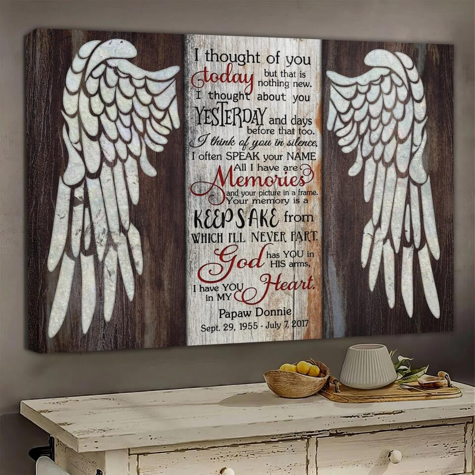 Canvas Prints From Photos, Personalized Canvas, Sympathy Gift, Memorial Gift With Wings Canvas