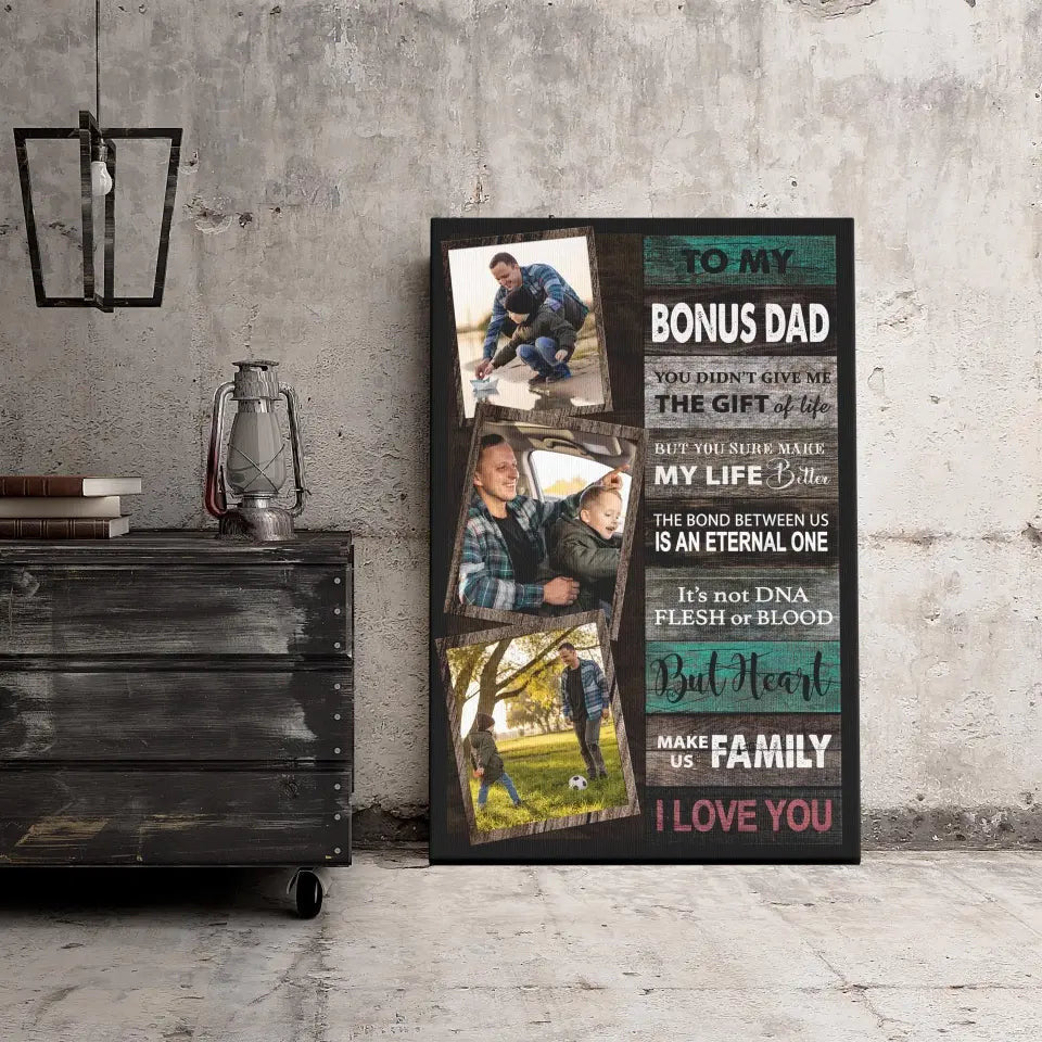 Stepdad Gift For Father’s Day Personalized Stepped Up Dad Canvas Wall Art Canvas