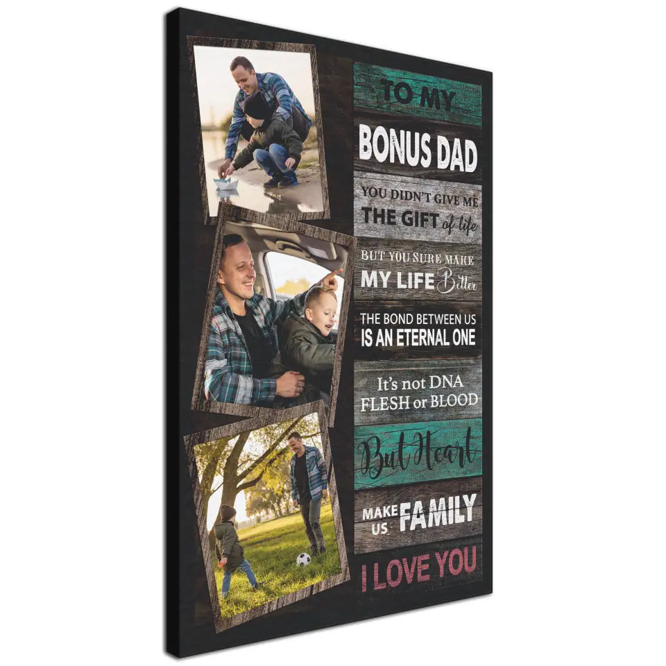 Stepdad Gift For Father’s Day Personalized Stepped Up Dad Canvas Wall Art Canvas