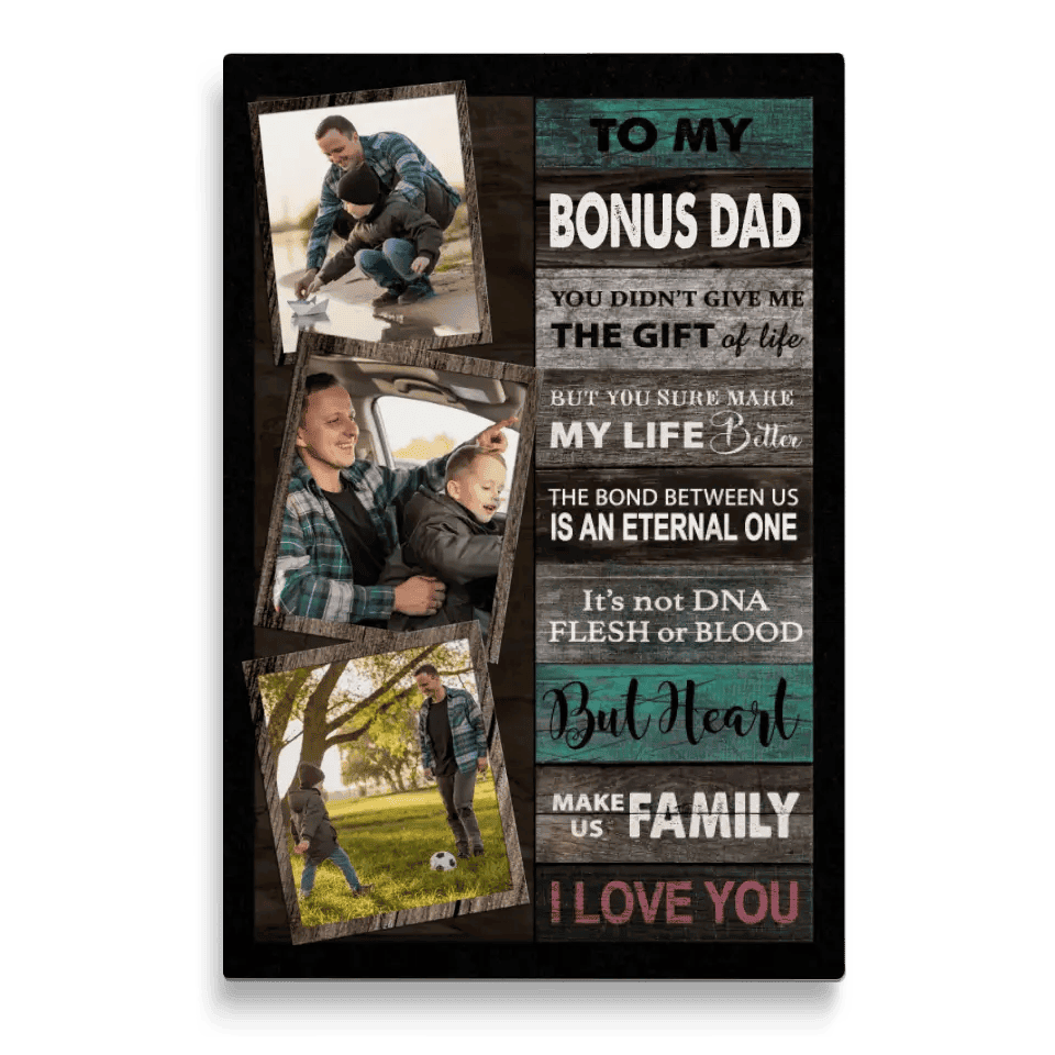 Stepdad Gift For Father’s Day Personalized Stepped Up Dad Canvas Wall Art Canvas
