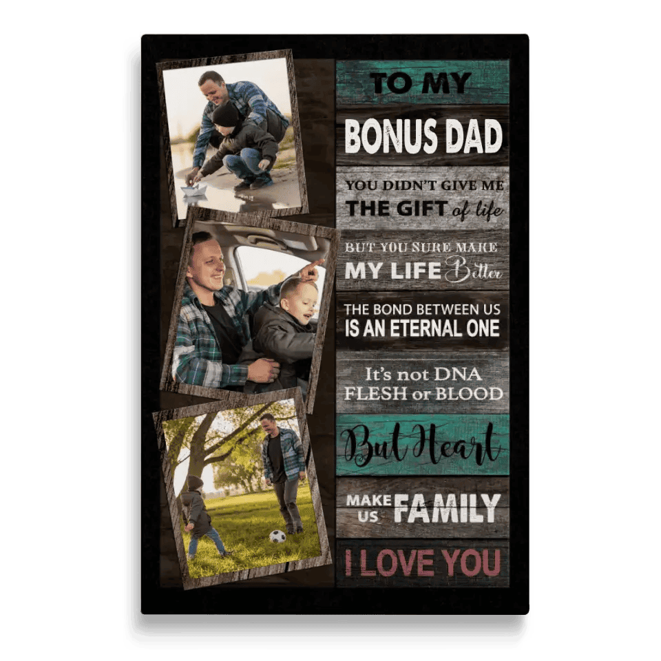 Stepdad Gift For Father’s Day Personalized Stepped Up Dad Canvas Wall Art Canvas