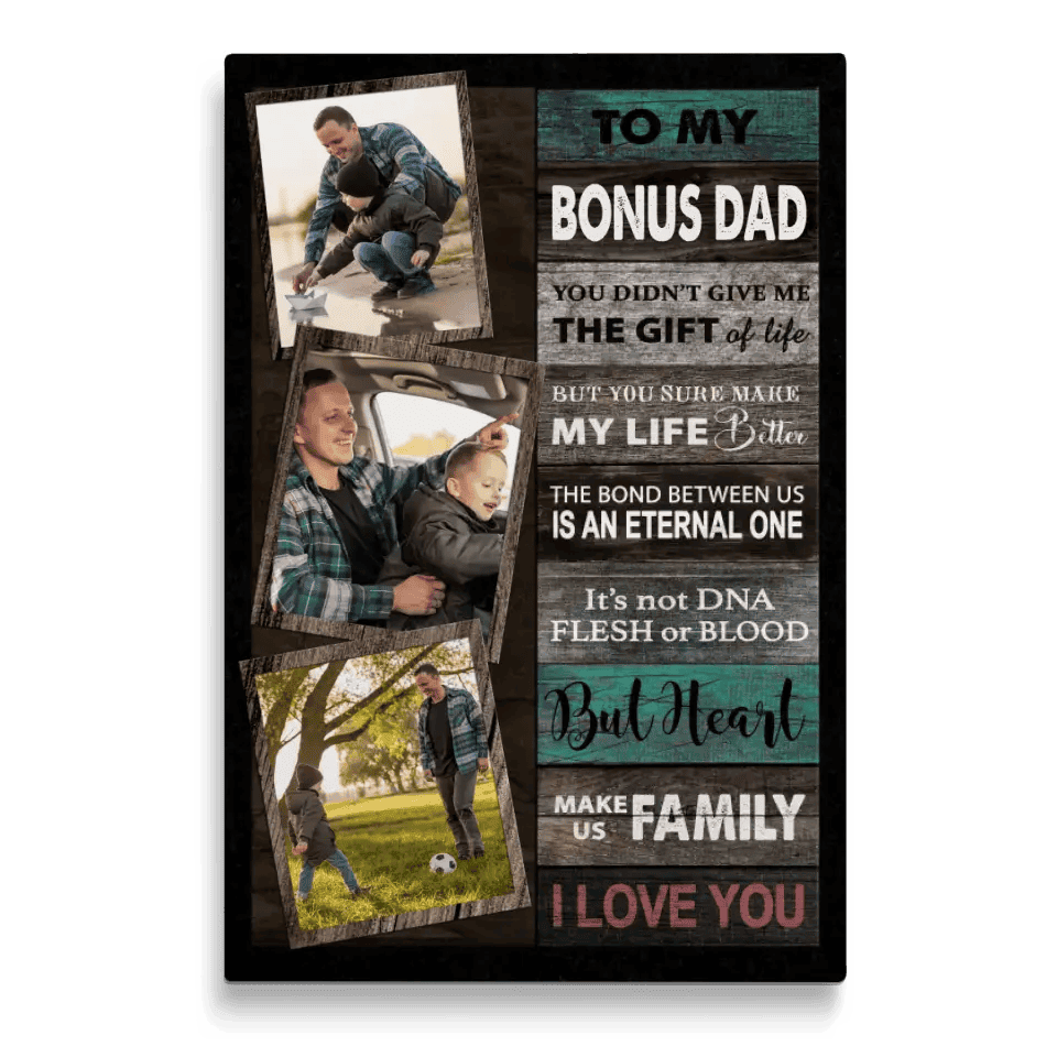 Stepdad Gift For Father’s Day Personalized Stepped Up Dad Canvas Wall Art Canvas