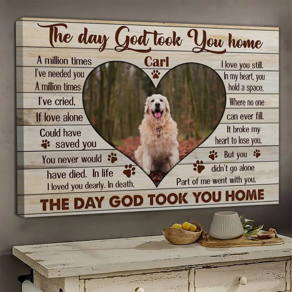Dem Canvas - Personalized Canvas Prints, Custom Photo, Sympathy Gifts, Dog Gifts, Memorial Pet Photo Gifts, The Day God Took You Home