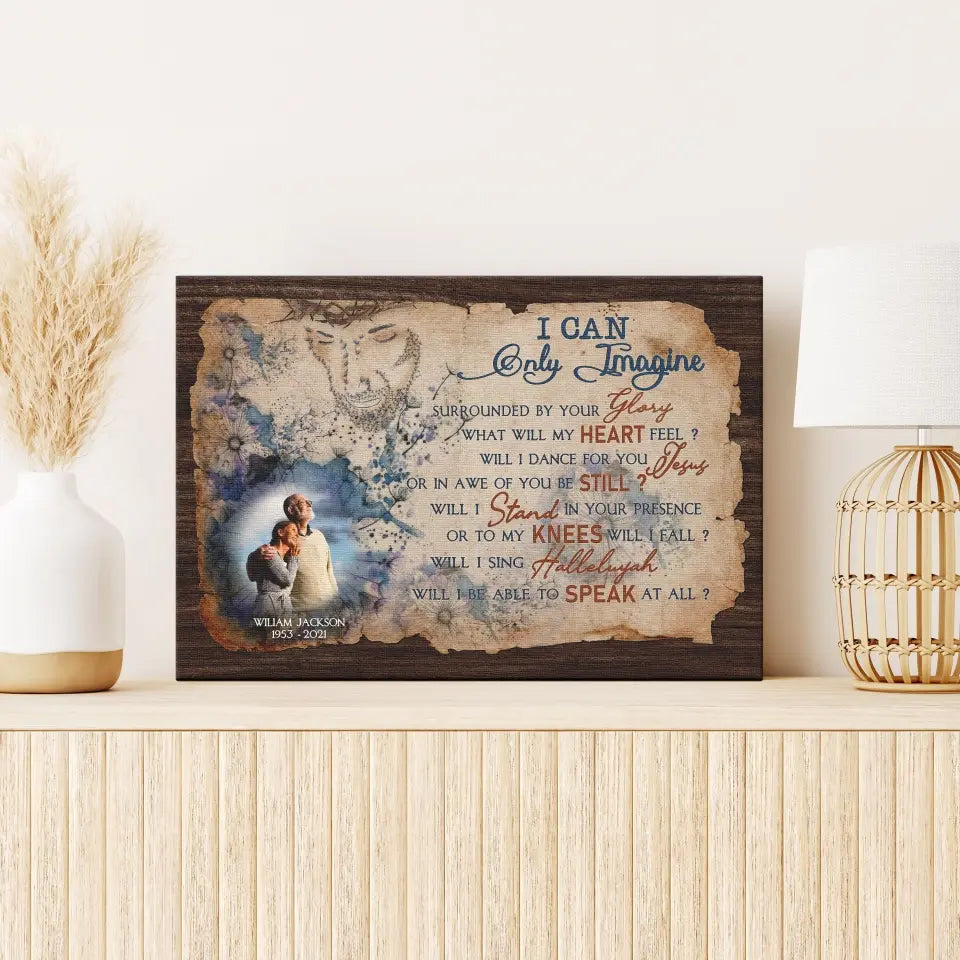Gift For Memorial Custom Memory Keepsake Frame For Deceased Loved Ones With Jesus Face Dandelions Canvas