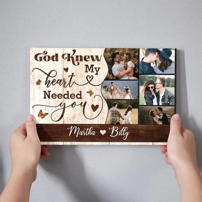 Personalized Canvas Prints, Custom Photo, Unique Christmas, Gift For Couples, Gift Ideas For Husband And Wife Christmas Romantic Canvas