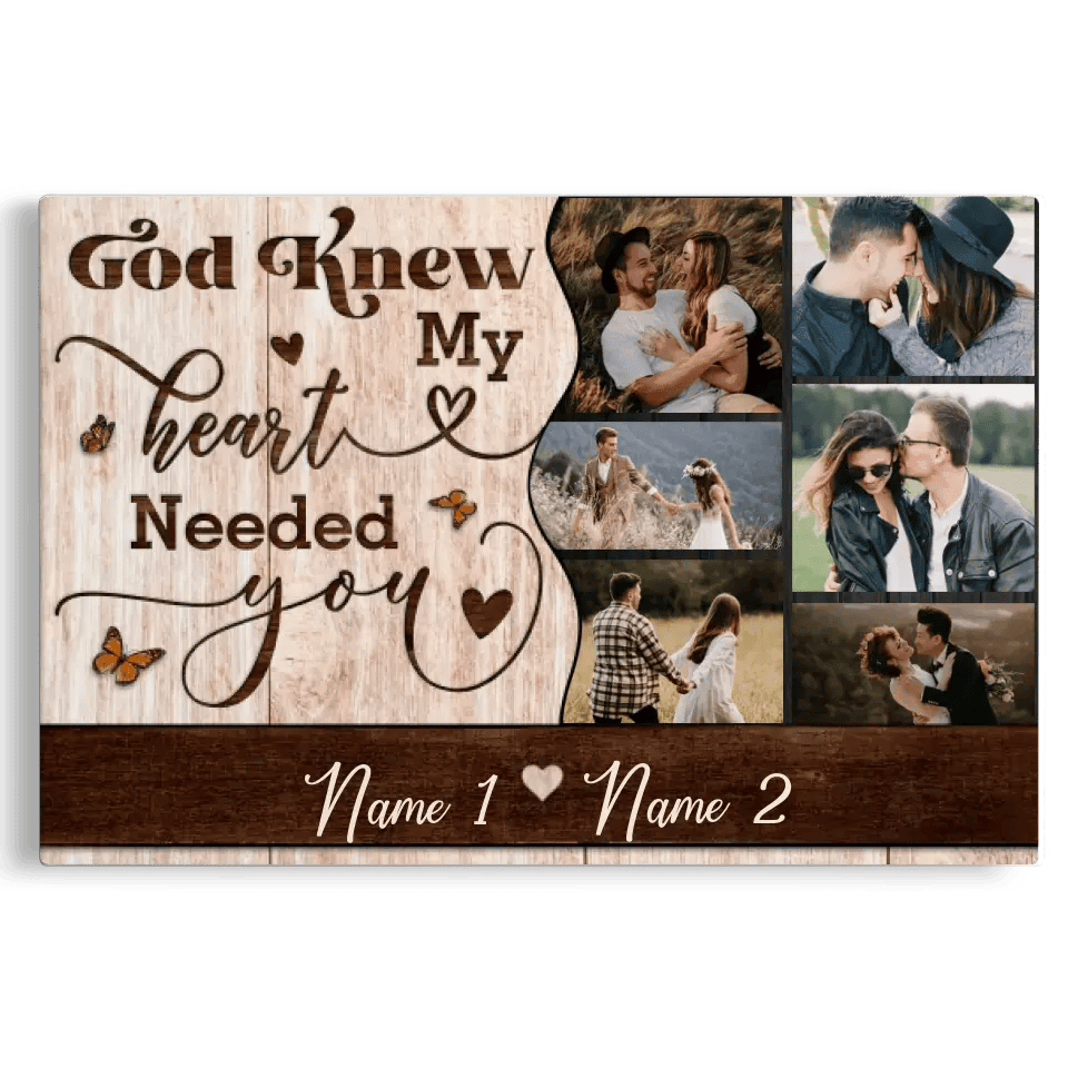 Personalized Canvas Prints, Custom Photo, Unique Christmas, Gift For Couples, Gift Ideas For Husband And Wife Christmas Romantic Canvas