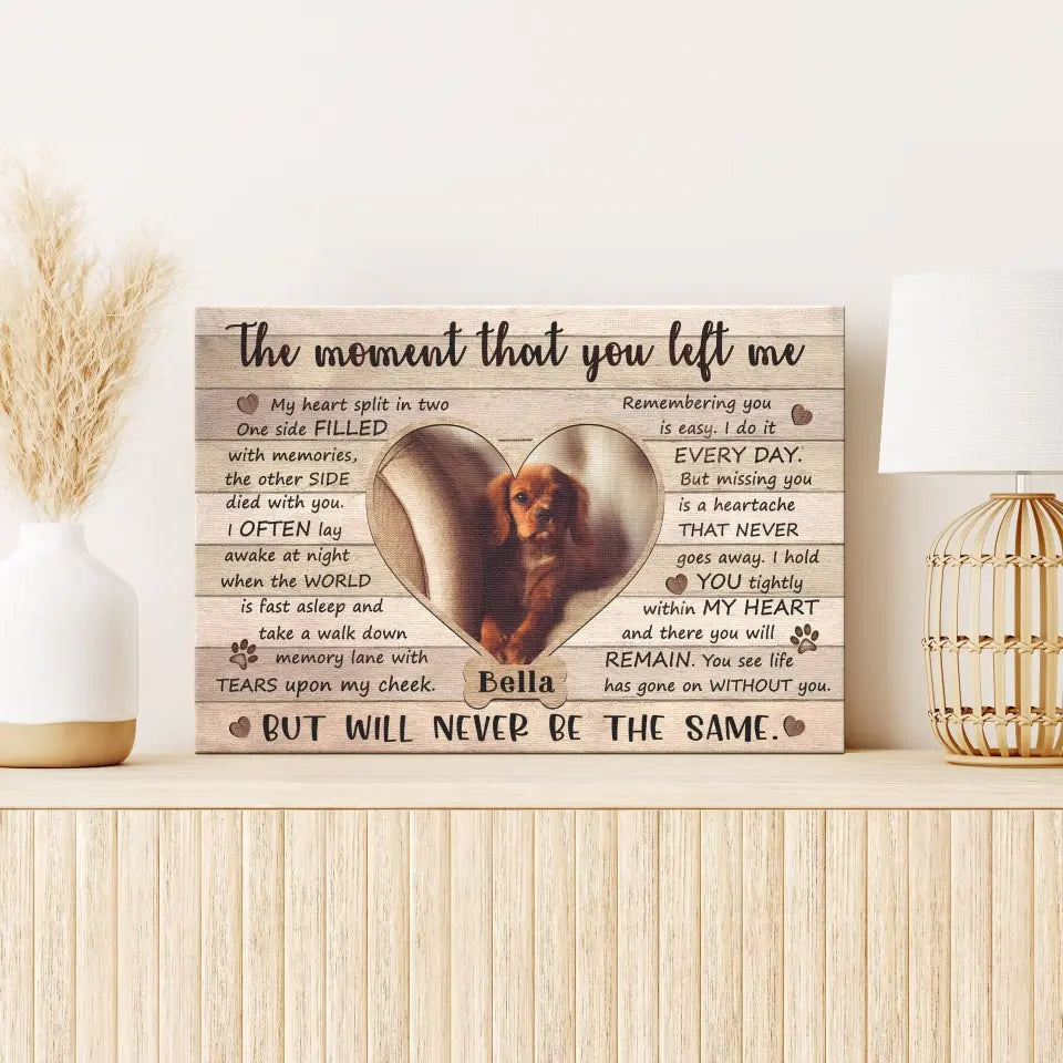 Personalized Canvas Prints, Loss of Dog, Sympathy Gift for Pet Loss, Memorial Gift For Loss, The Moment That You Left Me Canvas