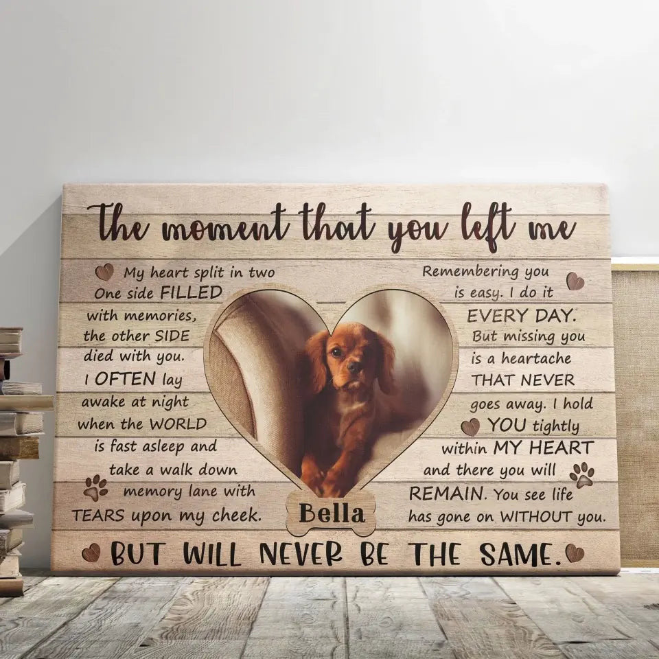 Personalized Canvas Prints, Loss of Dog, Sympathy Gift for Pet Loss, Memorial Gift For Loss, The Moment That You Left Me Canvas