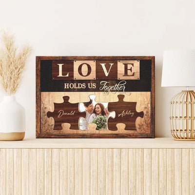 Personalized Canvas Prints, Custom Photo, Gift For Couples, Anniversary Gift, Love Holds Us Together Canvas