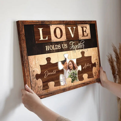 Personalized Canvas Prints, Custom Photo, Gift For Couples, Anniversary Gift, Love Holds Us Together Canvas