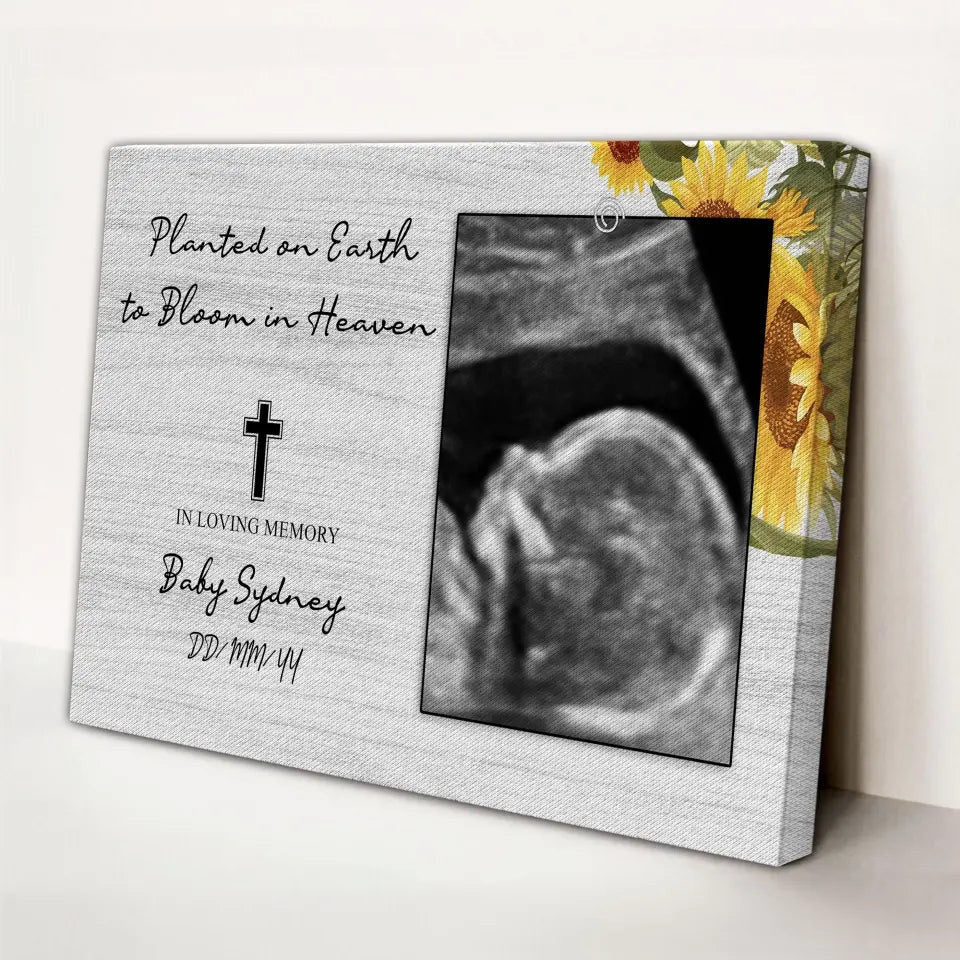 Personalized Canvas Prints Custom Photo And Name - Hand Picked For Earth, Baby Memorial, Child Loss Canvas