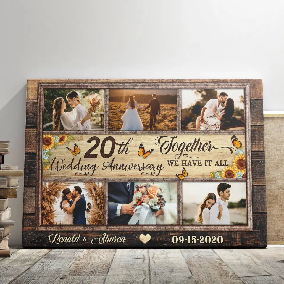Personalized Canvas Prints, Custom Photos, Couple Gifts, Anniversary Gifts, 20th Anniversary Photo Gift Together We Have It All Canvas