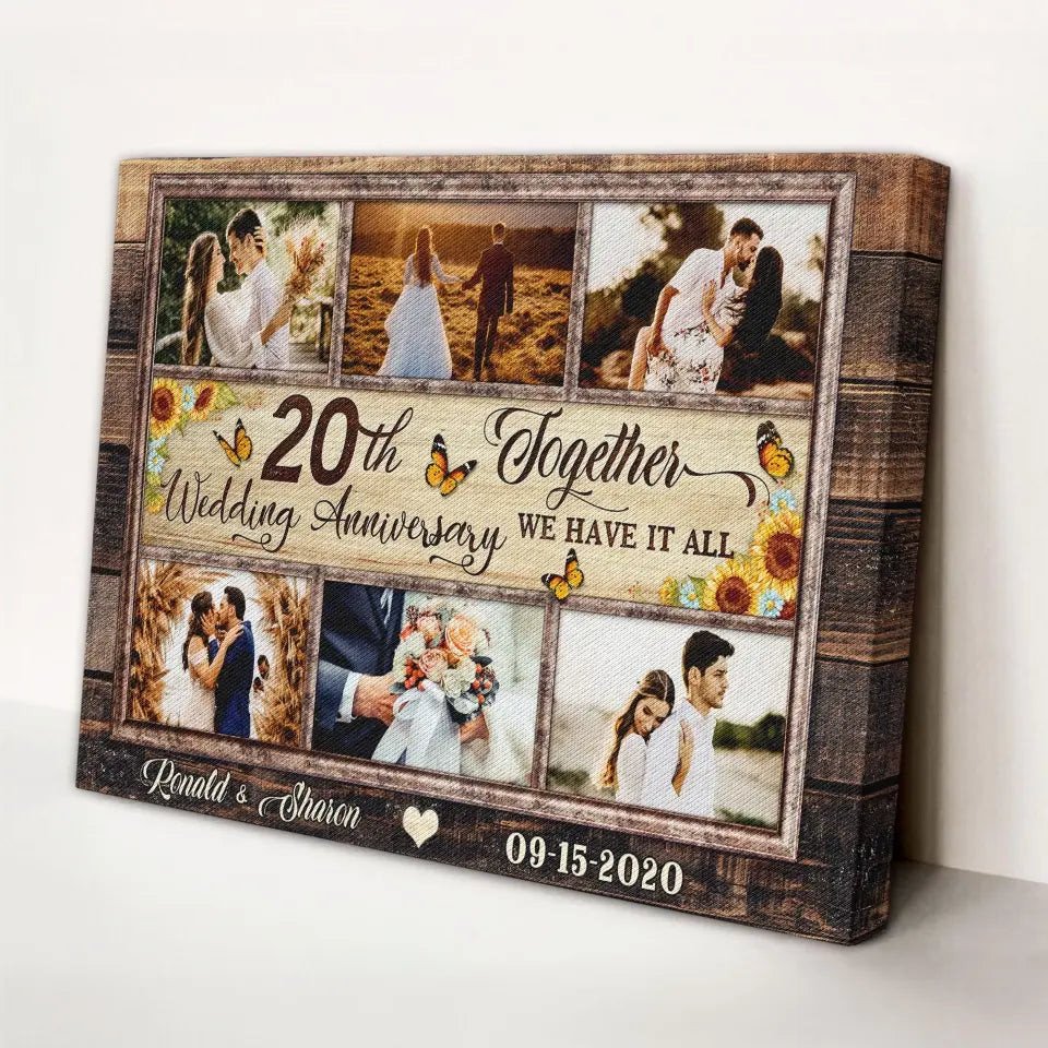 Personalized Canvas Prints, Custom Photos, Couple Gifts, Anniversary Gifts, 20th Anniversary Photo Gift Together We Have It All Canvas