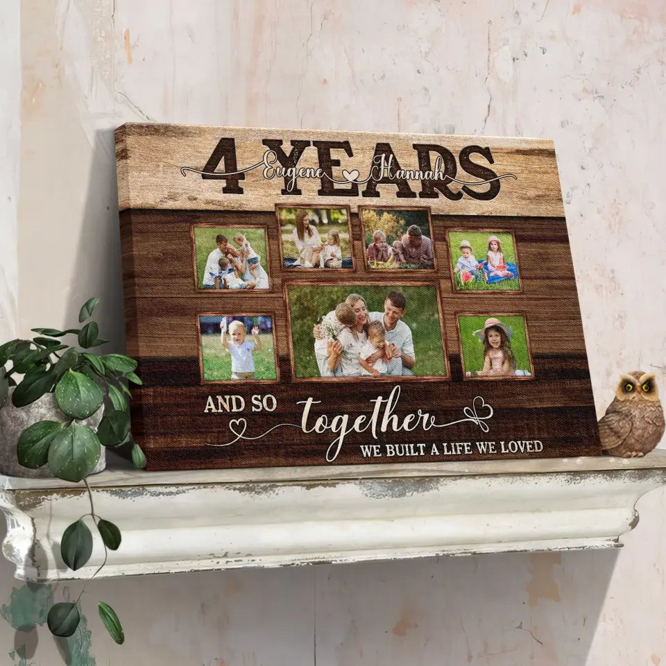 Personalized Canvas Prints, Custom Photos, Couple Gifts, Anniversary Gifts, 4th Anniversary Couple Love Wife Husband Canvas