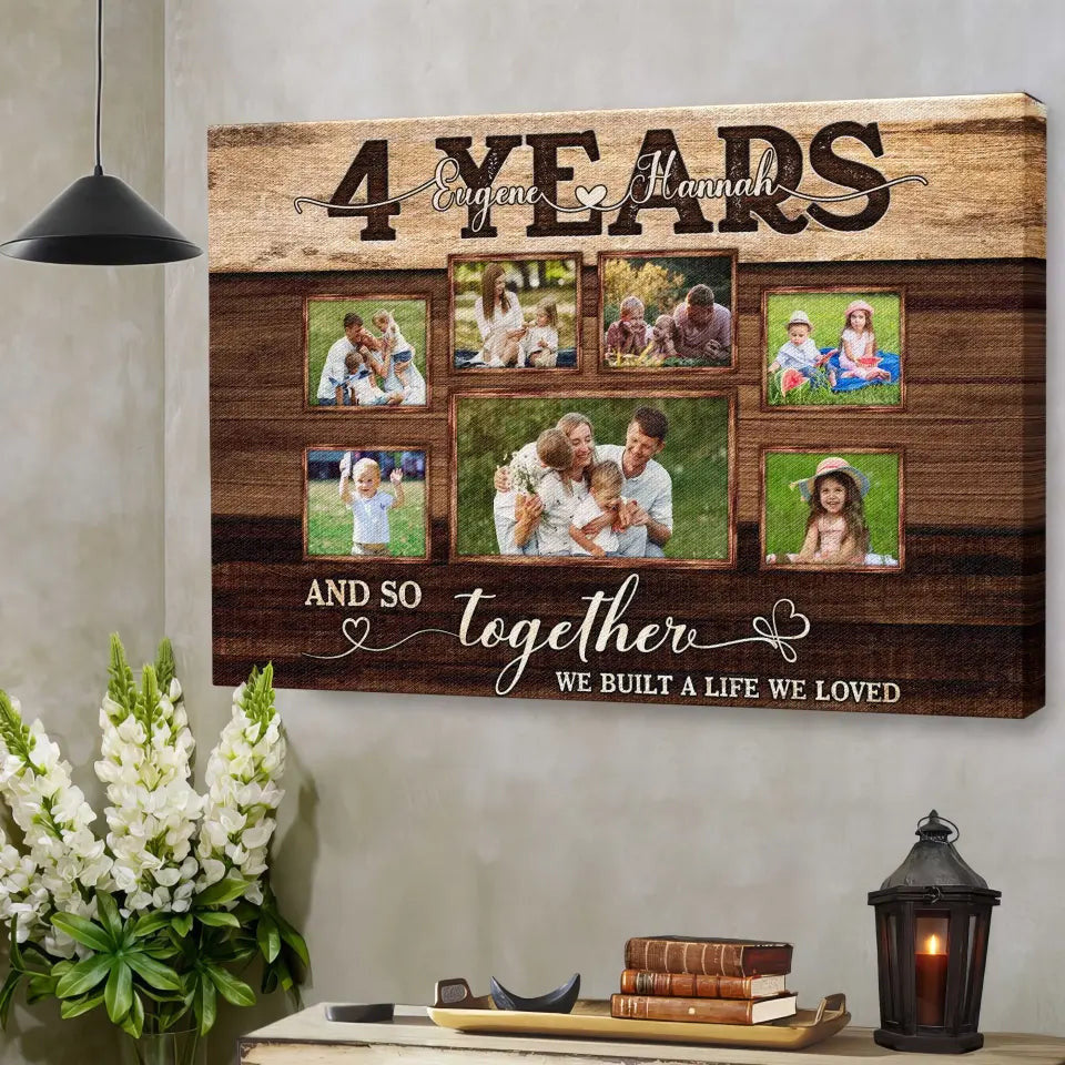 Personalized Canvas Prints, Custom Photos, Couple Gifts, Anniversary Gifts, 4th Anniversary Couple Love Wife Husband Canvas