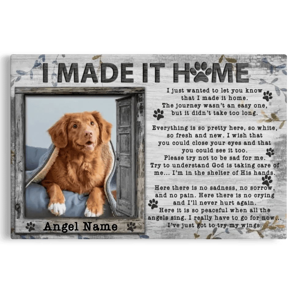 Personalized Canvas Prints, Custom Photo And Name, Pet Loss Gifts, Dog Memorial Gifts, Love Dog, I Made It Home Canvas