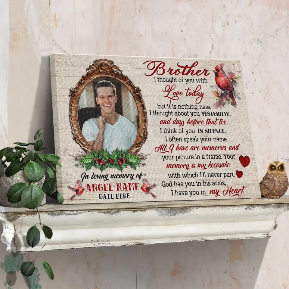 Personalized Canvas Prints, Upload Photo And Name, Memorial Gifts For Loss Of Brother, Memorial Gift, I Thought Of You Canvas