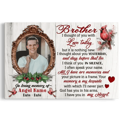 Personalized Canvas Prints, Upload Photo And Name, Memorial Gifts For Loss Of Brother, Memorial Gift, I Thought Of You Canvas