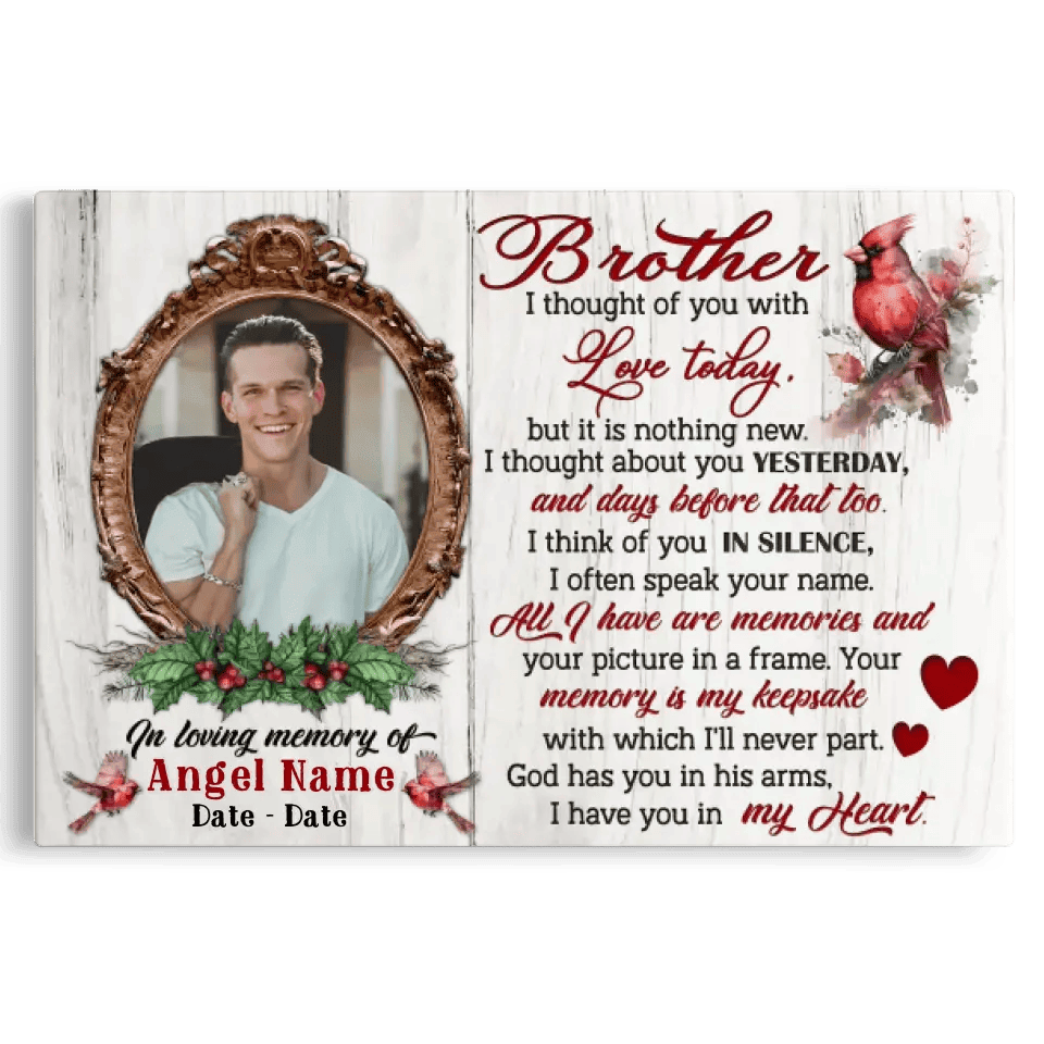 Personalized Canvas Prints, Upload Photo And Name, Memorial Gifts For Loss Of Brother, Memorial Gift, I Thought Of You Canvas
