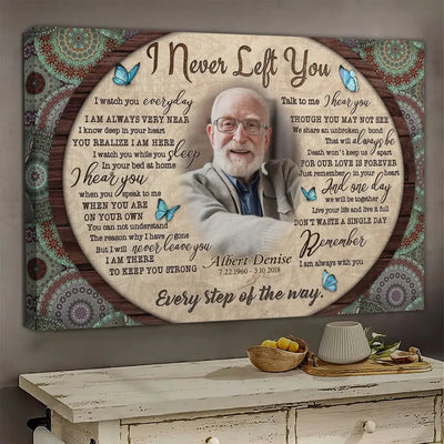 Personalized Canvas Prints, Custom Photo, Memorial Gifts, Sympathy Gifts, Loss Of Mom, Loss Of Dad, Mandala Pattern I Never Left You Canvas