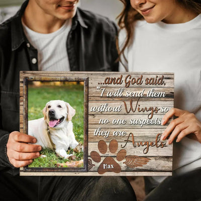 Personalized Photo Canvas Prints, Pet Memorial Gifts, Dog Lover Gifts,  God Said I Will Send Them Without Wings Canvas