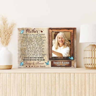 Personalized Canvas Prints, Upload Photo And Name, Memorial Gifts For Loss Of Mother, Memorial Gift, Always And Forever In Our Heart Canvas