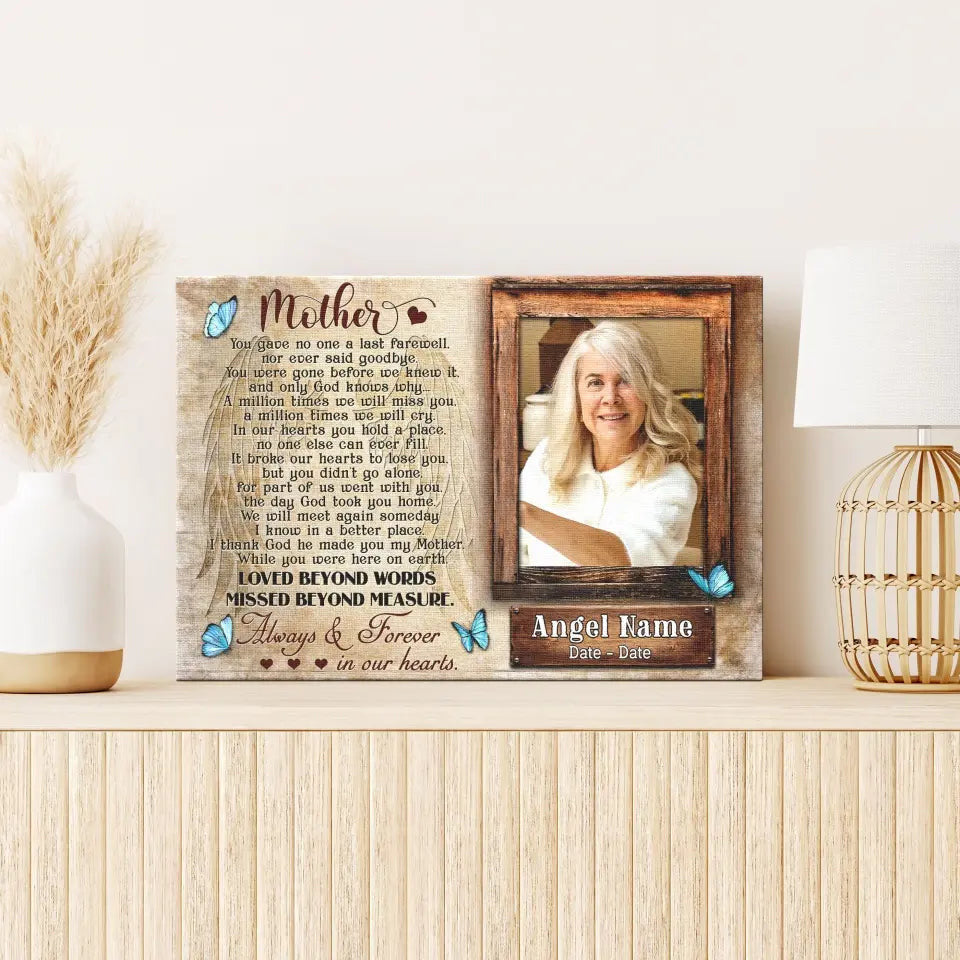 Personalized Canvas Prints, Upload Photo And Name, Memorial Gifts For Loss Of Mother, Memorial Gift, Always And Forever In Our Heart Canvas