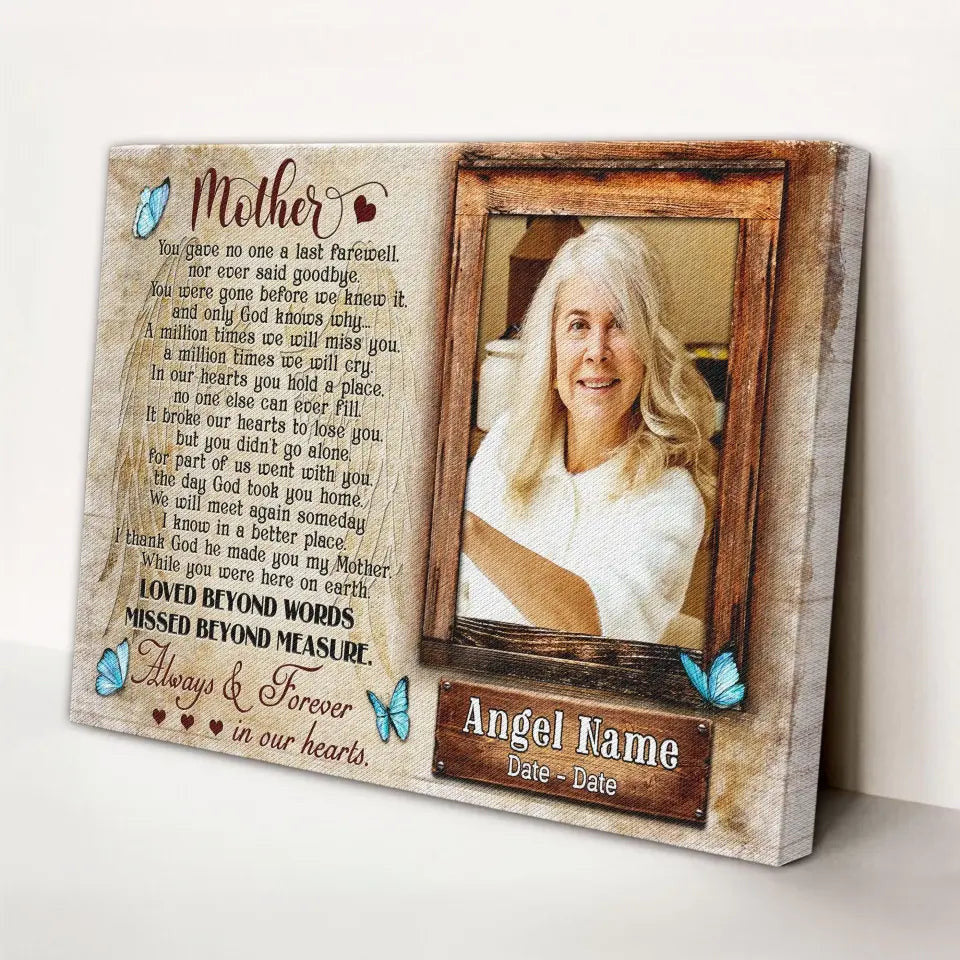 Personalized Canvas Prints, Upload Photo And Name, Memorial Gifts For Loss Of Mother, Memorial Gift, Always And Forever In Our Heart Canvas