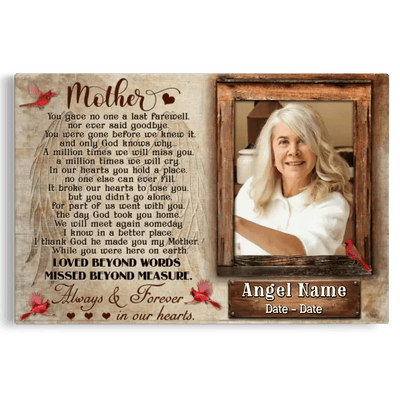 Personalized Canvas Prints, Upload Photo And Name, Memorial Gifts For Loss Of Mother, Memorial Gift, Always And Forever In Our Heart Canvas